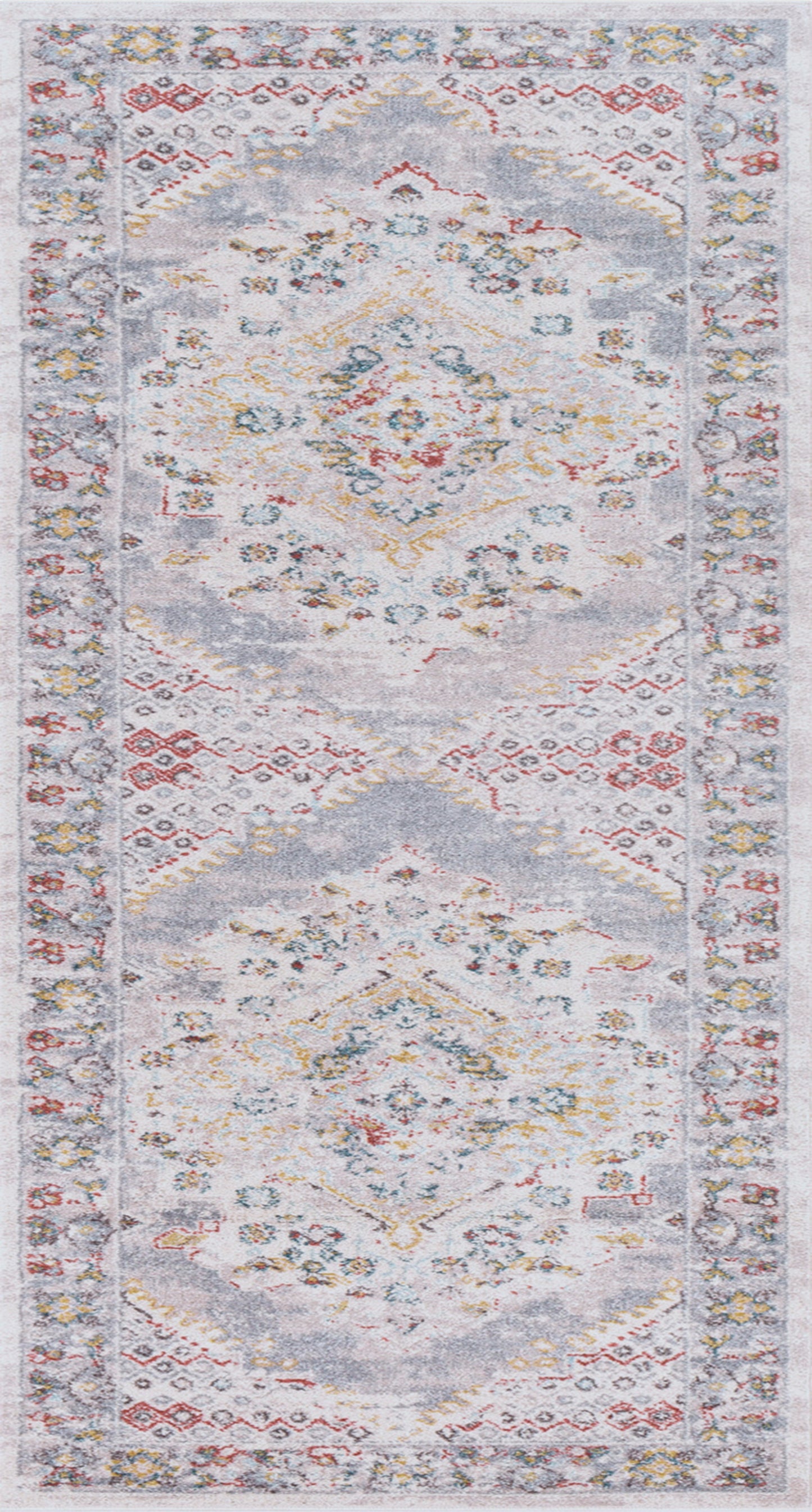 VAR Tapis Vintage - Tapis Persan, Salon, Chambre, Salle à Manger - Tapis Traditionnel Oriental, Poils Courts, Doux - Multicolore, Gris