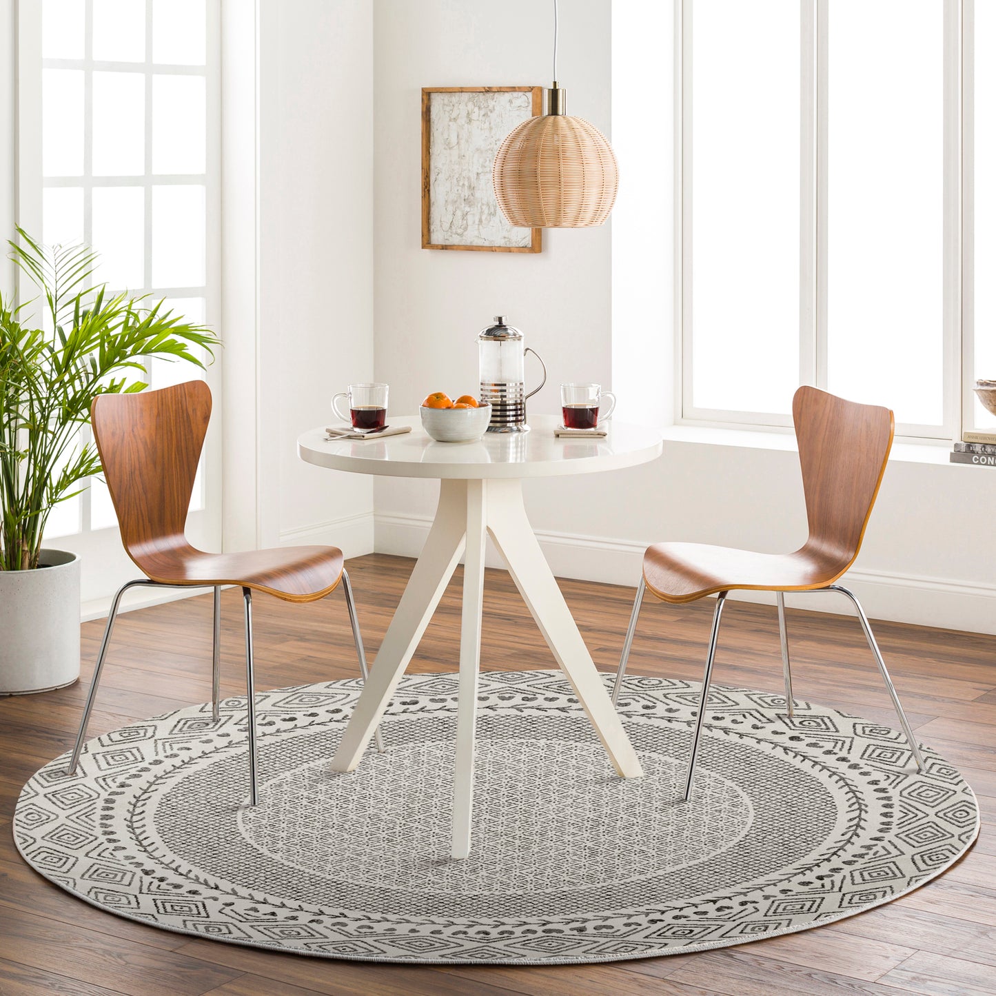 JULIAN Skandinavischer Teppich I Wohnzimmer, Esszimmer, Schlafzimmer I Moderner Weicher Kurzflor Boho Teppich, Plegeleicht I Grau, Beige