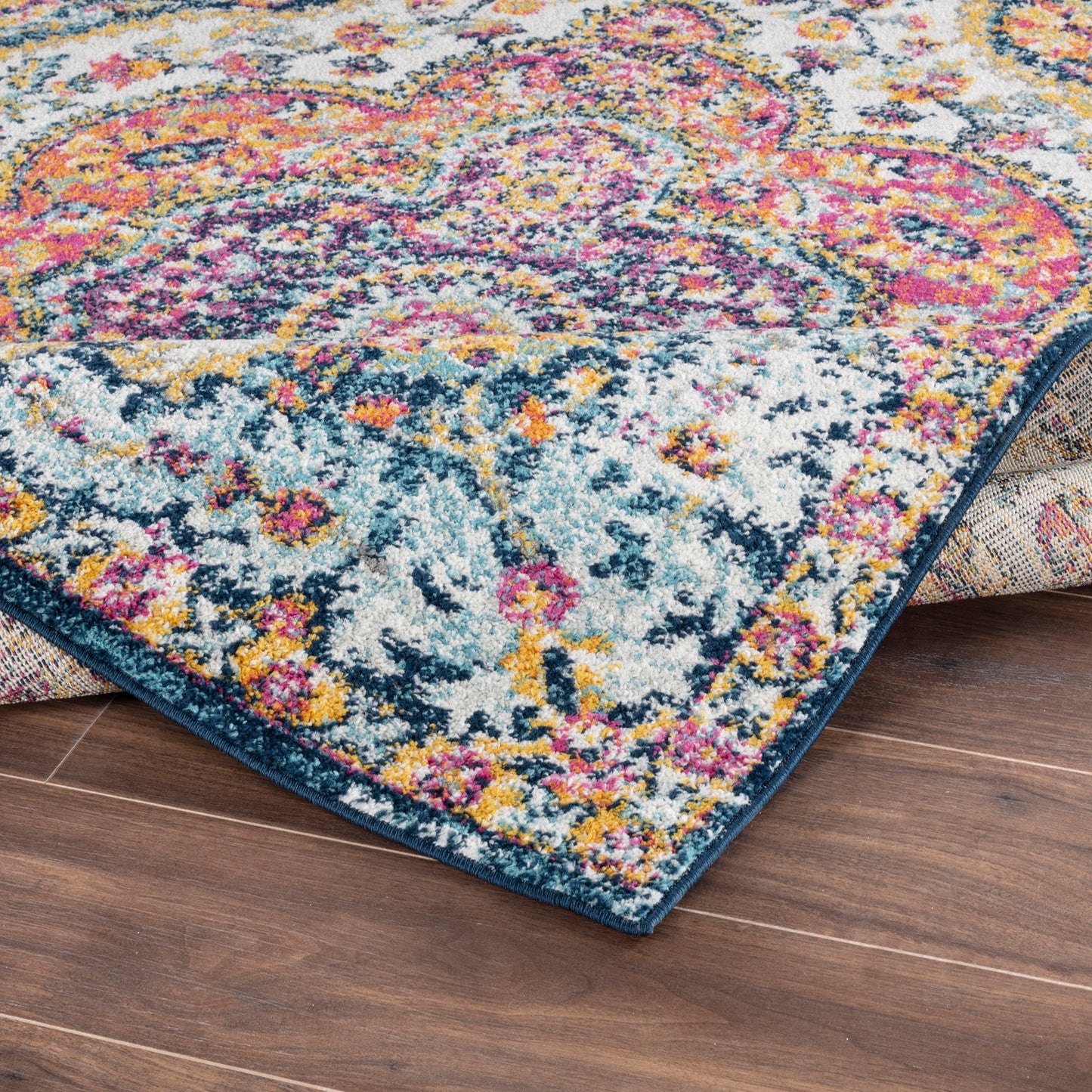 LOLA Vintage Teppich I Wohnzimmer, Esszimmer I Orientalischer Traditioneller Boho Kurzflor Teppich, Plegeleicht I Mehrfarbig, Rosa