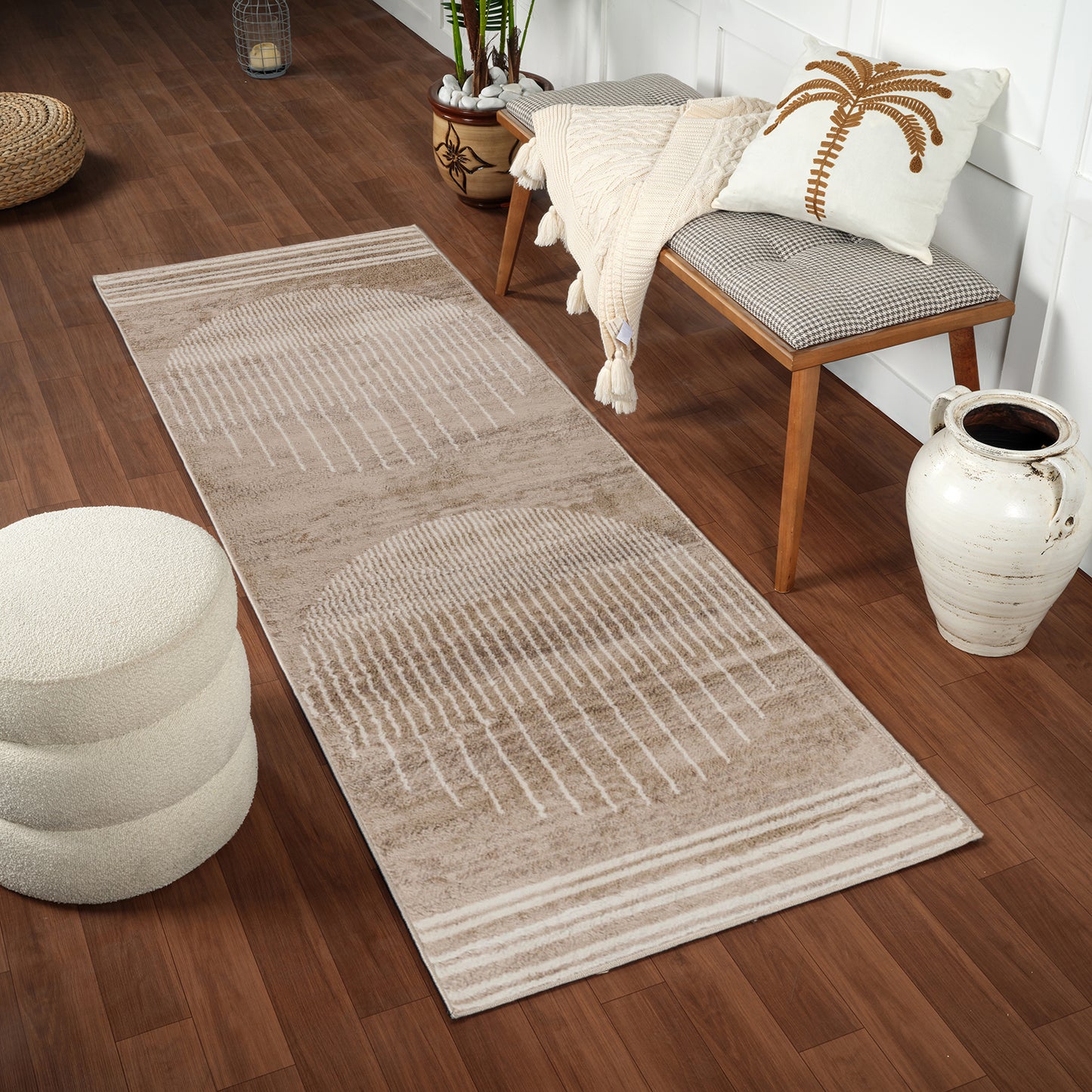 NEERBOSCH Tapis Scandinave - Tapis Moderne, Salon, Chambre - Tapis Contemporain, Poils Courts, Doux, Entretien Facile - Brun, Beige