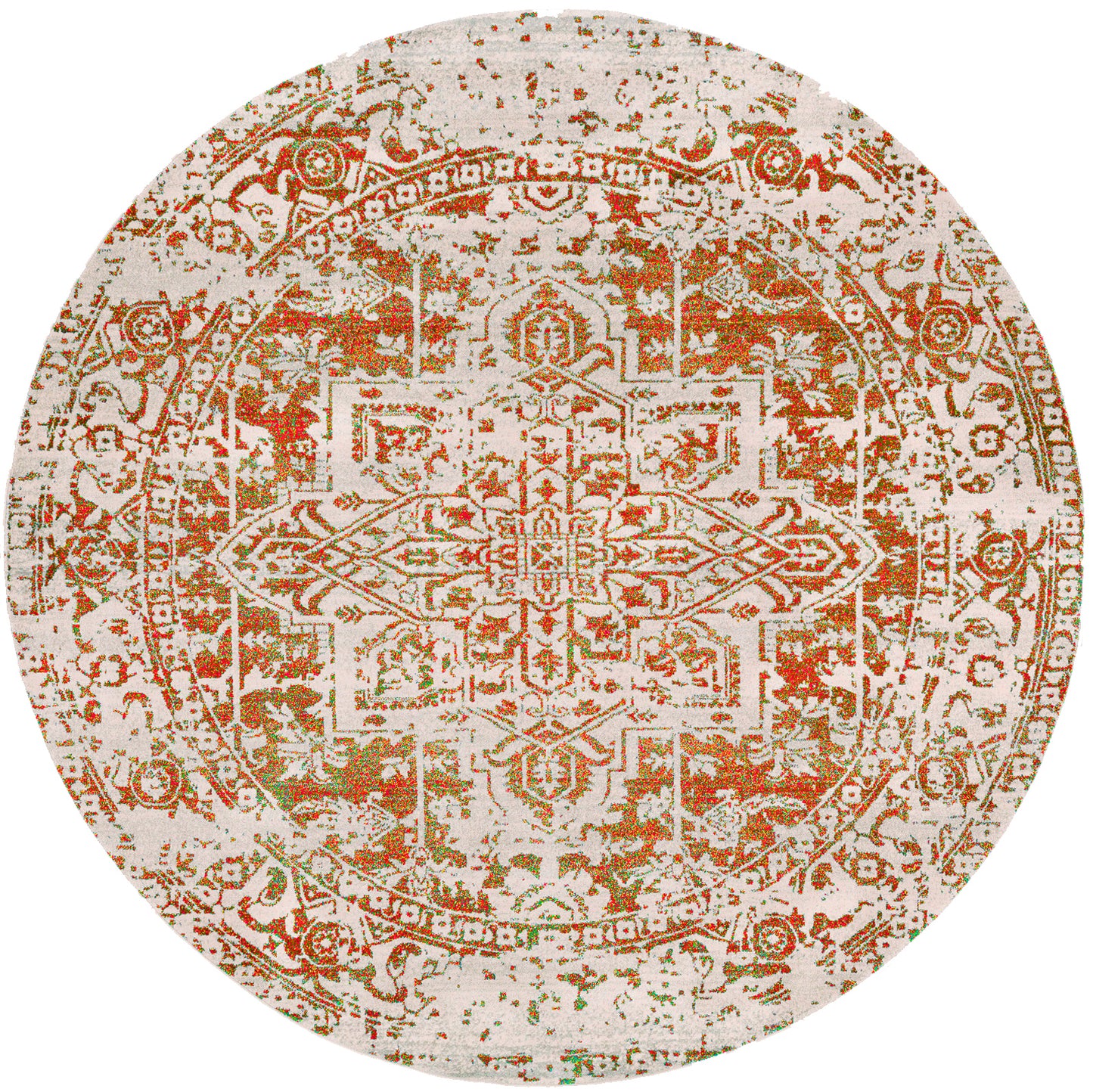 AMELIA Vintage Teppich I Wohnzimmer, Esszimmer I Orientalischer Traditioneller Boho Kurzflor Teppich, Plegeleicht I Orange, Beige