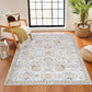 ESKRIDGE Tapis Lavable en Machine - Tapis Persan, Salon, Cuisine - Tapis Vintage Oriental, Poils Courts, Doux, Durable - Gris, Jaune