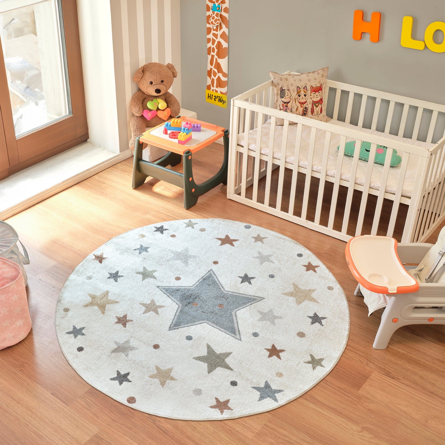 SHAMIA Tapis Enfant Lavable en Machine - Tapis Chambre, Garçon, Fille, Bébé, Salle de Jeu, Poils Doux, Résistant - Multicolore, Bleu