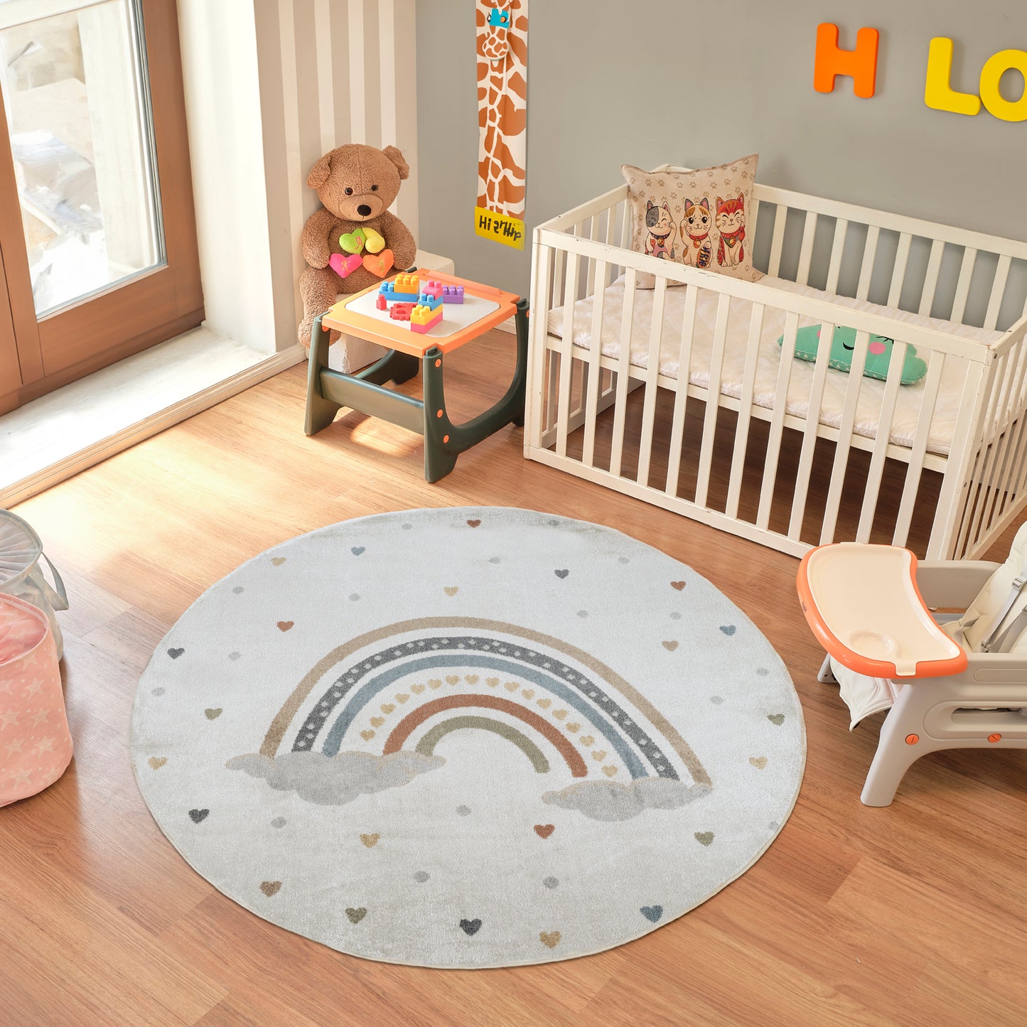 BRENNEN Maschinewaschbarer Kinderteppich I Cartoon Teppich, Kinderzimmer, Spielteppich, Weicher Babyzimmer Teppich I Mehrfarbig