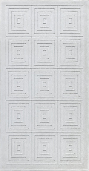 VEDA Tapis Scandinave Intérieur, Extérieur - Tapis Moderne, Salon, Chambre, Terrasse, Balcon - Tapis Bohème, Poils Courts, Doux - Blanc