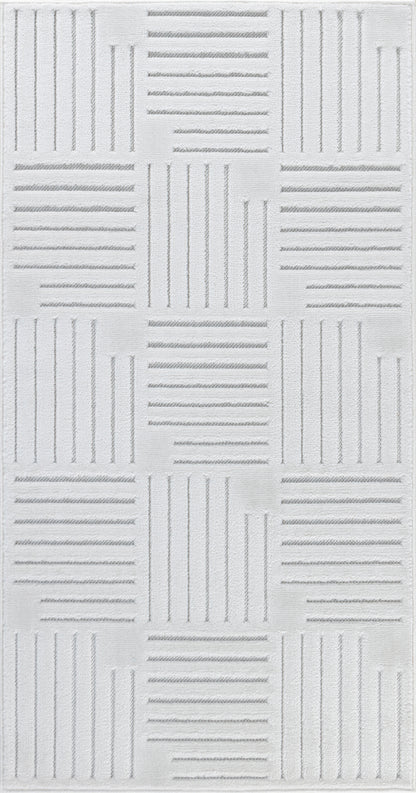 SHIAN Tapis Scandinave Intérieur, Extérieur - Tapis Moderne, Salon, Chambre, Terrasse, Balcon - Tapis Bohème, Poils Courts, Doux - Blanc