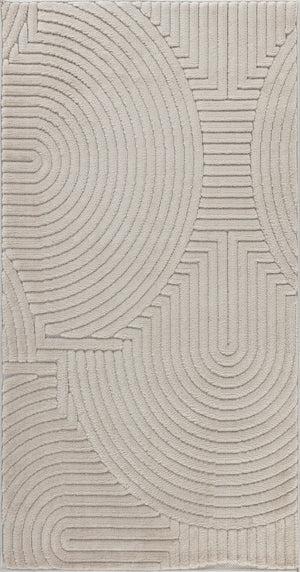 TIYA Tapis Scandinave Intérieur, Extérieur - Tapis Moderne, Salon, Chambre, Terrasse, Balcon - Tapis Bohème, Poils Courts, Doux - Beige