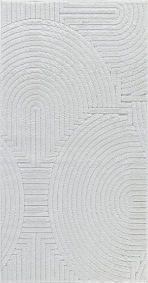 TIYA Tapis Scandinave Intérieur, Extérieur - Tapis Moderne, Salon, Chambre, Terrasse, Balcon - Tapis Bohème, Poils Courts, Doux - Blanc