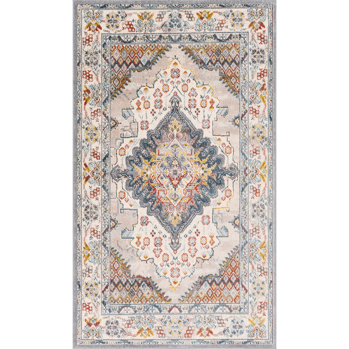 VAR Tapis Vintage - Tapis Persan, Couloir, Salon, Chambre - Tapis Traditionnel Oriental, Poils Courts, Doux - Multicolore, Taupe