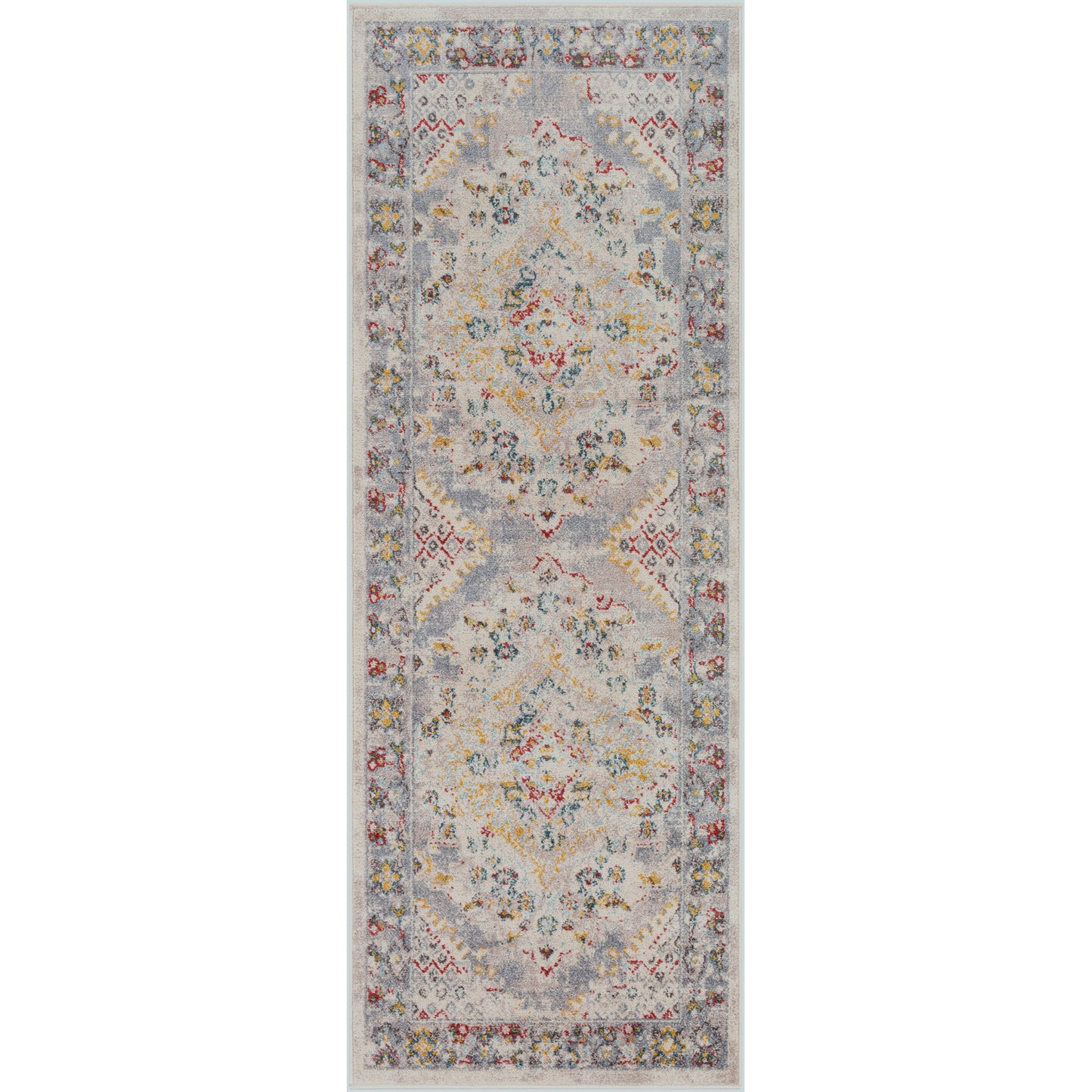 VAR Tapis Vintage - Tapis Persan, Salon, Chambre, Salle à Manger - Tapis Traditionnel Oriental, Poils Courts, Doux - Multicolore, Gris