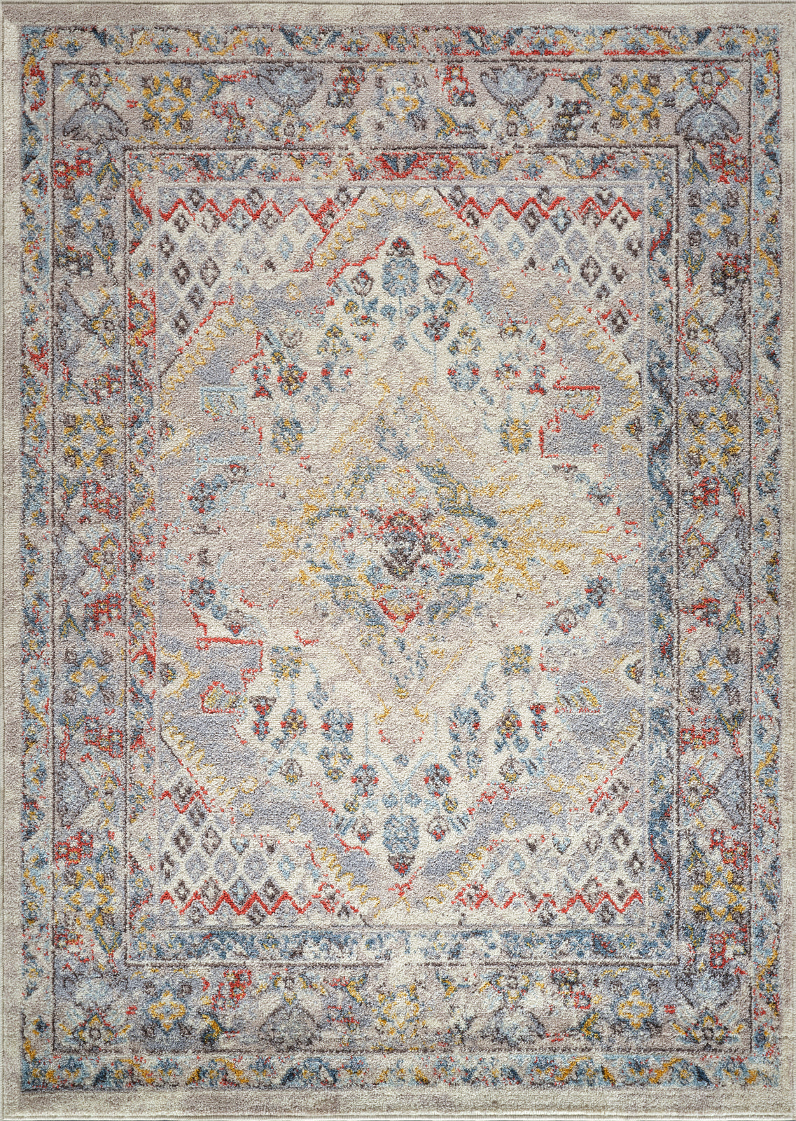 VAR Tapis Vintage - Tapis Persan, Salon, Chambre, Salle à Manger - Tapis Traditionnel Oriental, Poils Courts, Doux - Multicolore, Gris