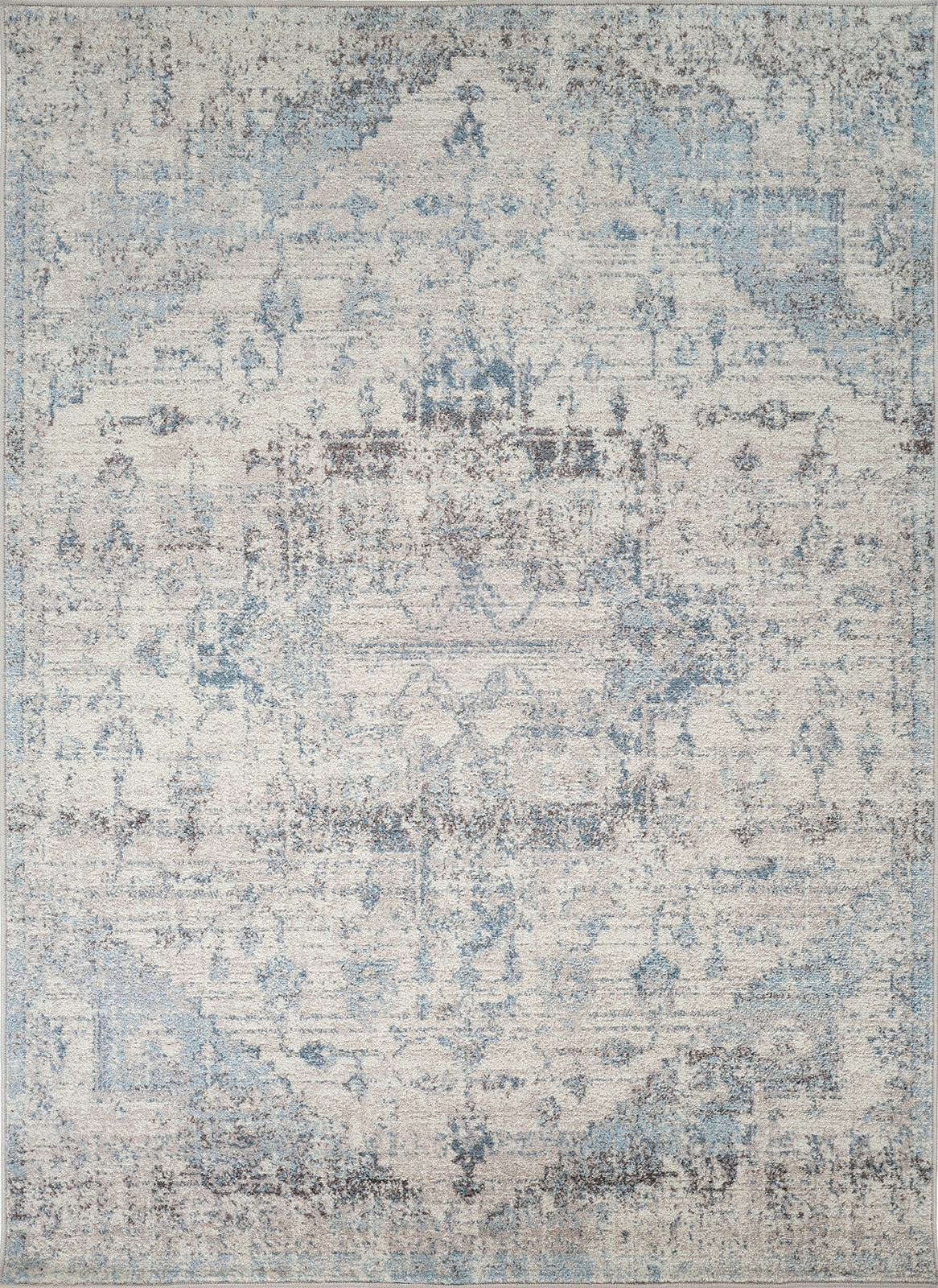 ISERE Tapis Vintage - Tapis Persan, Salon, Chambre - Tapis Traditionnel Oriental, Poils Courts, Doux, Entretien Facile - Ivoire, Bleu