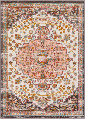 HENSBROEK Tapis Vintage - Tapis Persan, Salon, Chambre, Salle à Manger - Tapis Traditionnel Oriental, Poils Courts, Doux - Rose, Blanc