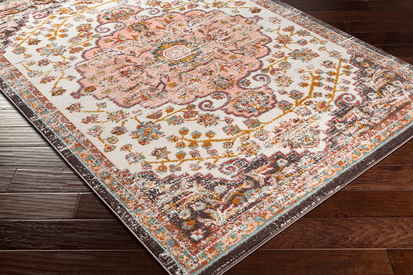 HENSBROEK Tapis Vintage - Tapis Persan, Salon, Chambre, Salle à Manger - Tapis Traditionnel Oriental, Poils Courts, Doux - Rose, Blanc