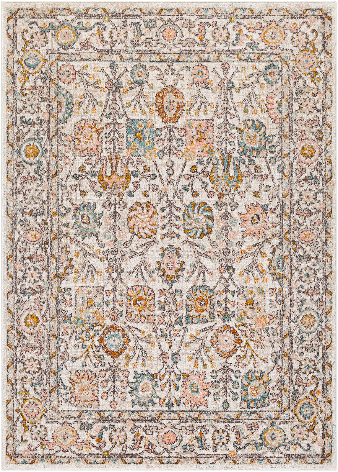 HILVERSUM Tapis Vintage - Tapis Persan, Salon, Chambre, Salle à Manger - Tapis Traditionnel Oriental, Poils Courts, Doux - Rose, Blanc