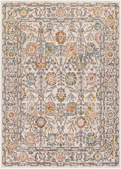 HILVERSUM Tapis Vintage - Tapis Persan, Salon, Chambre, Salle à Manger - Tapis Traditionnel Oriental, Poils Courts, Doux - Rose, Blanc