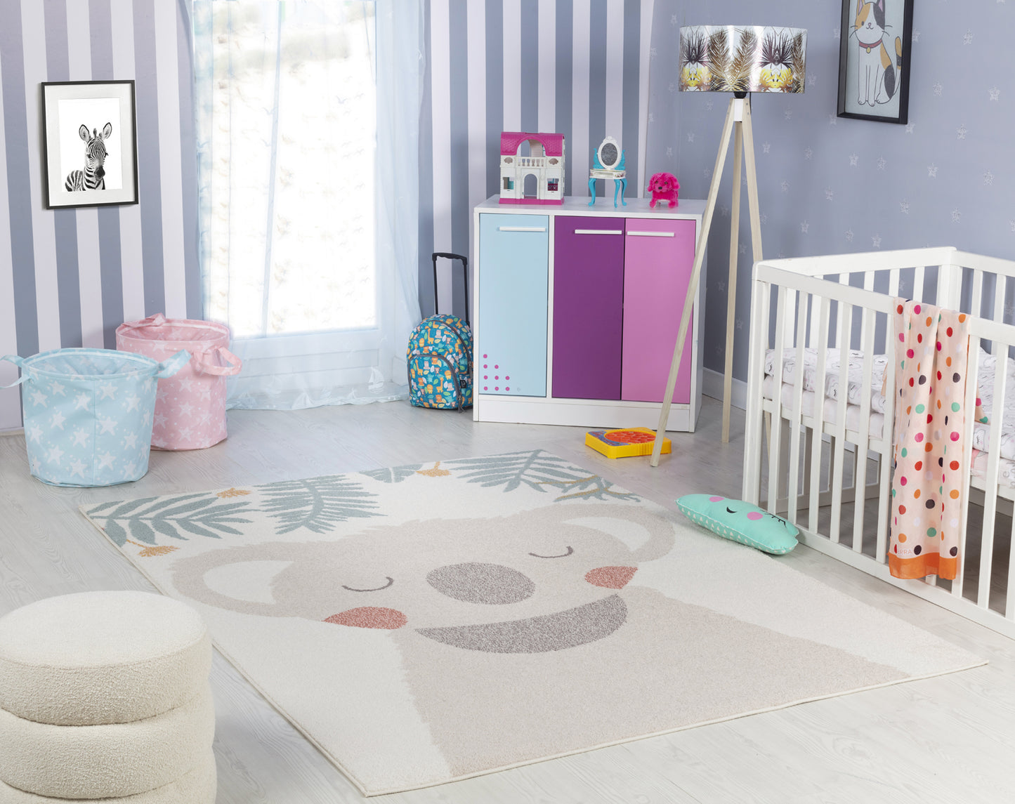 AUDRI Tapis Enfant - Tapis Chambre, Garçon, Fille, Bébé, Salle de Jeu, Poils Doux, Résistant, Entretien Facile - Beige, Ivoire