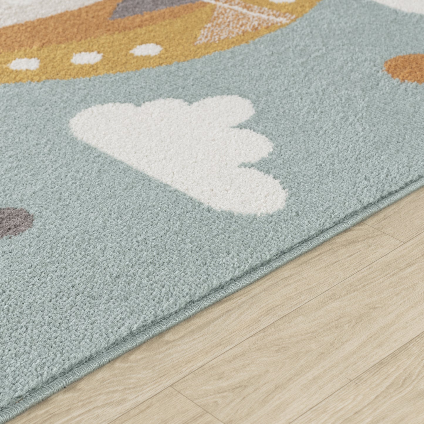 JARAE Tapis Enfant - Tapis Chambre, Garçon, Fille, Bébé, Salle de Jeu, Poils Doux, Résistant, Entretien Facile - Multicolore, Bleu