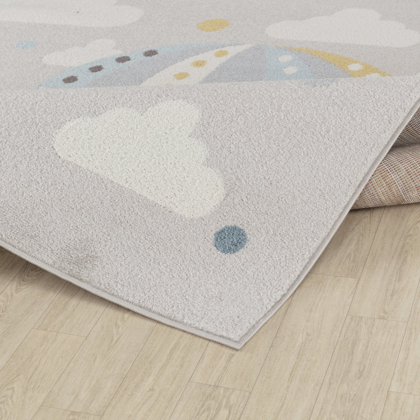 JARAE Tapis Enfant - Tapis Chambre, Garçon, Fille, Bébé, Salle de Jeu, Poils Doux, Résistant, Entretien Facile - Multicolore, Gris