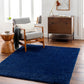 BOXHOLM Tapis Shaggy - Tapis Moderne, Salon, Chambre - Tapis Uni à Poils Longs, Épais, Doux, Moelleux, Entretien Facile - Bleu Foncé