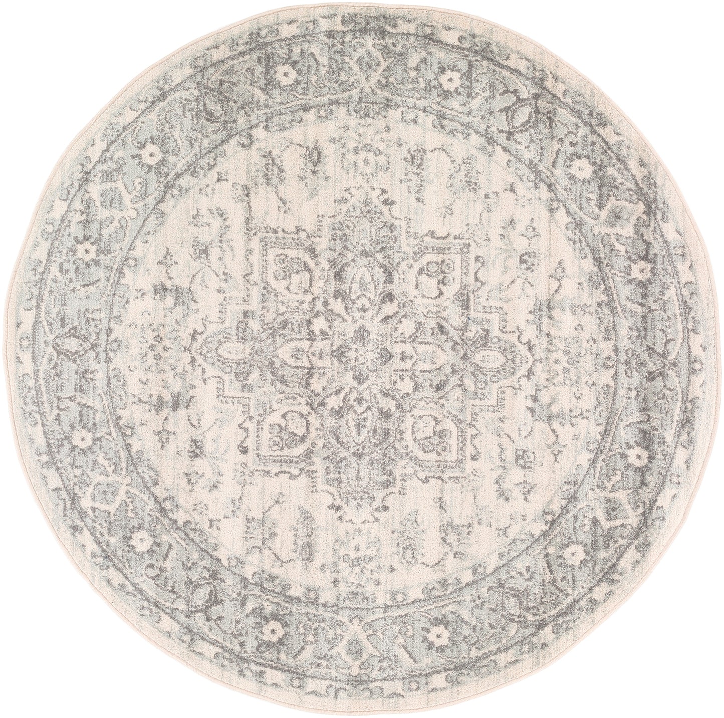 CHARTRES Vintage Teppich I Läufer, Flur, Wohnzimmer, Esszimmer I Orientalischer Traditioneller Boho Kurzflor Teppich I Grau, Beige