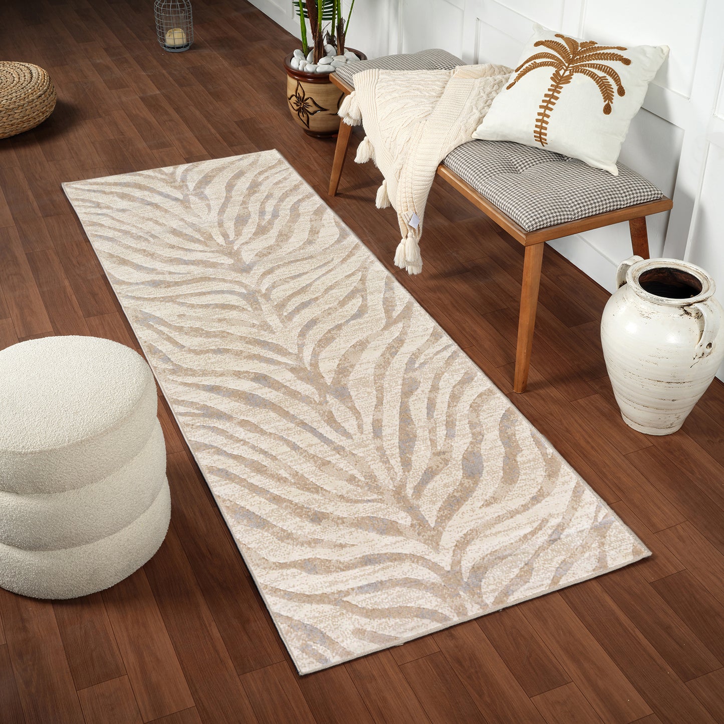 CHAMBERY Tapis Scandinave - Tapis Moderne, Couloir, Salon, Chambre - Tapis Contemporain Bohème, Poils Courts, Doux - Gris, Beige