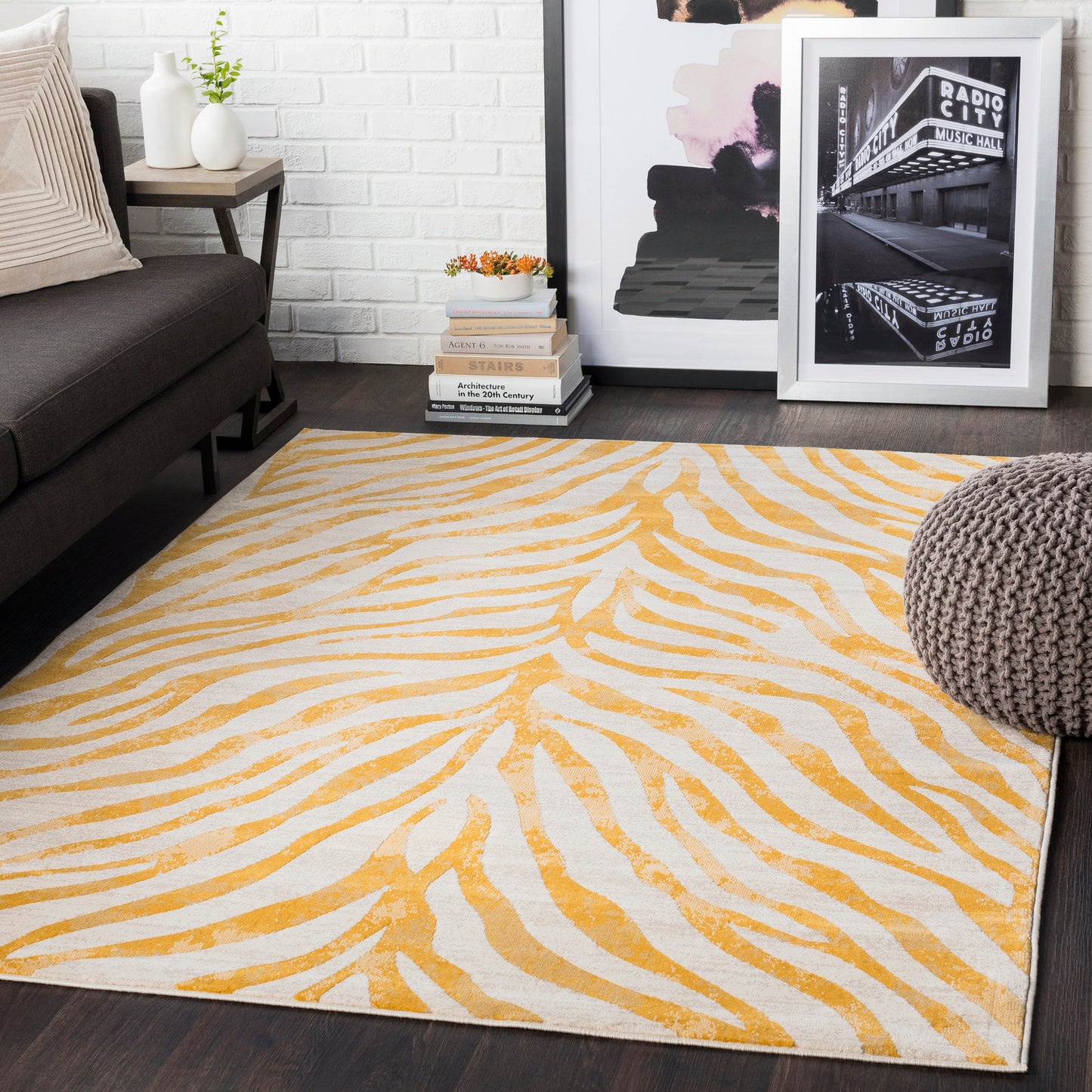 CHAMBERY Tapis Scandinave - Tapis Moderne, Couloir, Salon, Chambre - Tapis Contemporain Bohème, Poils Courts, Doux - Jaune, Beige