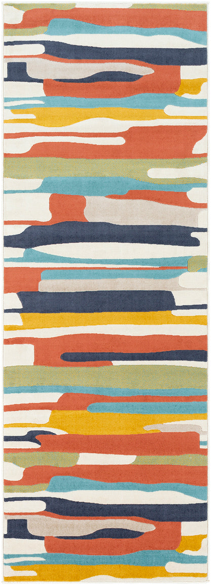 LORIENT Tapis Scandinave - Tapis Moderne, Couloir, Salon, Chambre - Tapis Contemporain, Poils Courts, Doux - Multicolore, Orange