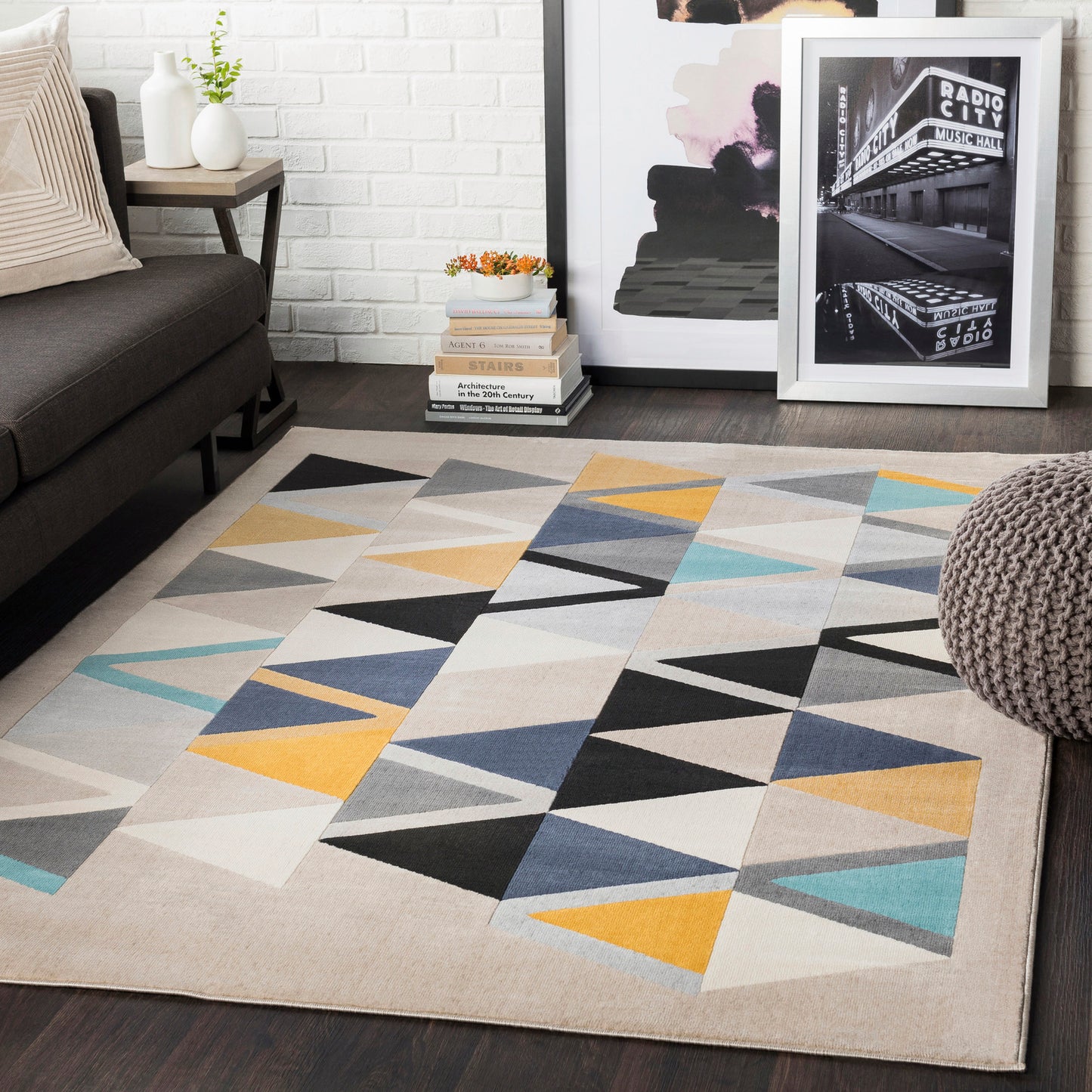 DOMWIER Tapis Scandinave - Tapis Moderne, Couloir, Salon, Chambre - Tapis Contemporain, Poils Courts, Doux, Durable - Multicolore, Gris