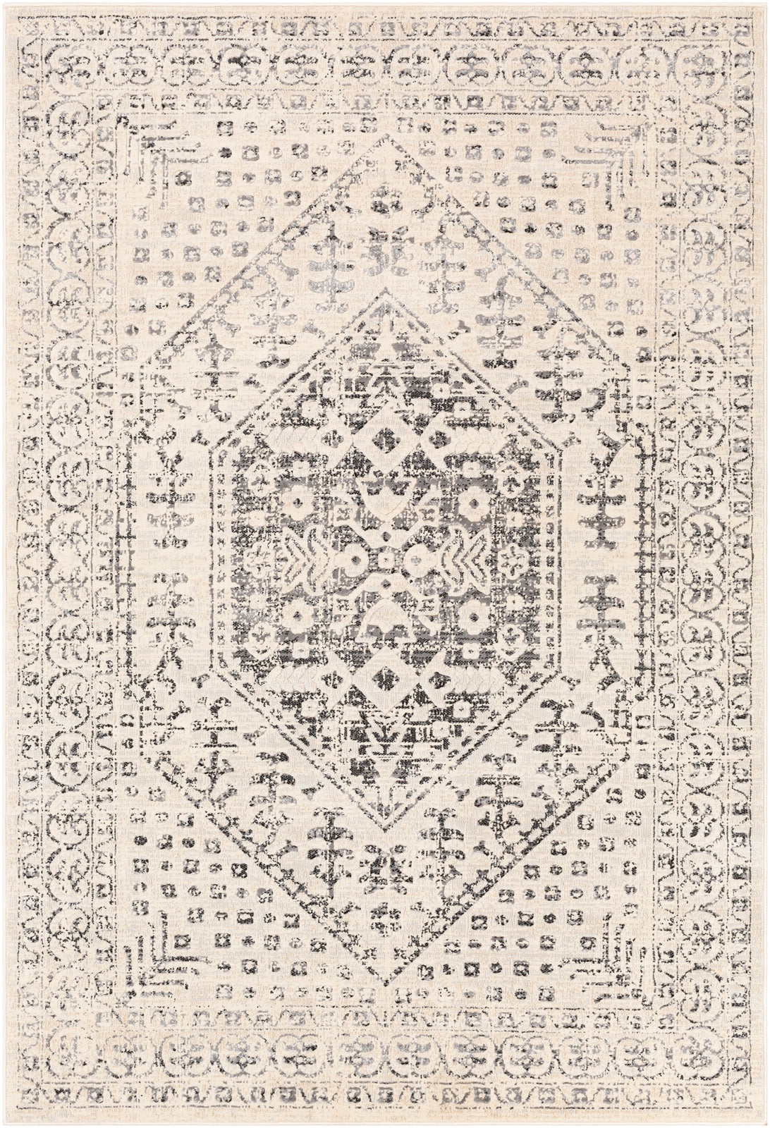 WARNS Tapis Vintage - Tapis Persan, Couloir, Salon, Chambre - Tapis Traditionnel Oriental, Poils Courts, Doux, Durable - Beige, Gris