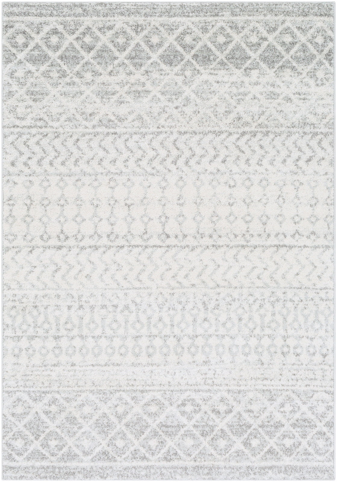 LOUISE Tapis Scandinave - Tapis Moderne, Salon, Chambre - Tapis Contemporain Bohème, Poils Courts, Doux, Entretien Facile - Gris, Blanc