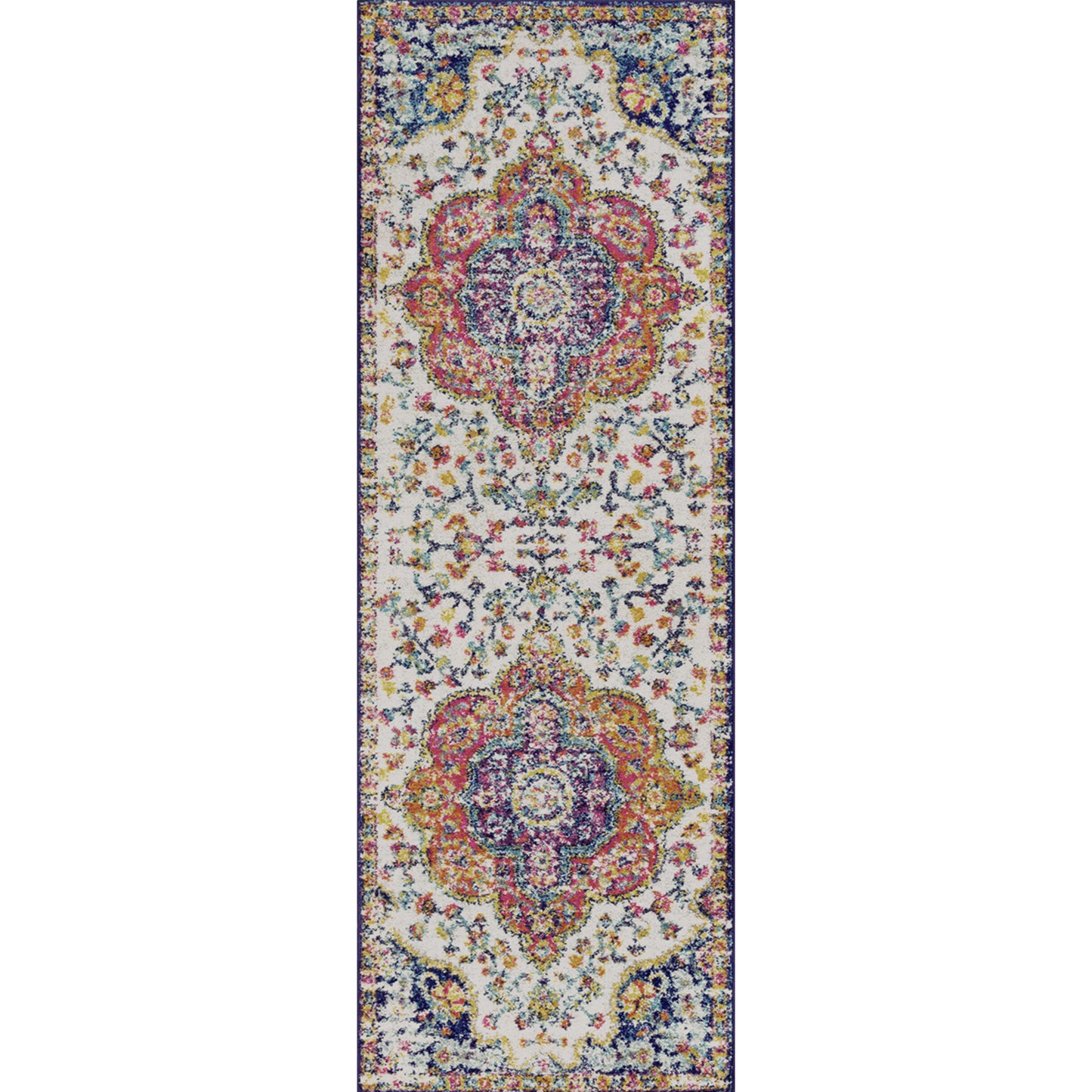 LOLA Tapis Vintage - Tapis Persan, Salon, Chambre, Salle à Manger - Tapis Traditionnel Oriental, Poils Courts, Doux - Multicolore, Rose