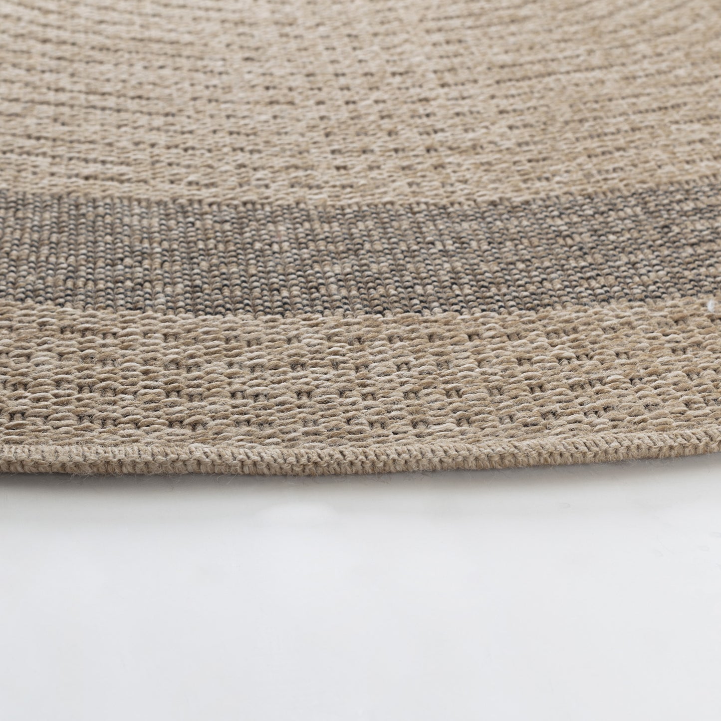 MARCHELLE Outdoor Jute-Look Teppich I In & Outdoor Boho Wetterfest Teppich für den Balkon, Terrasse, Garten, Rund I Beige, Schwarz