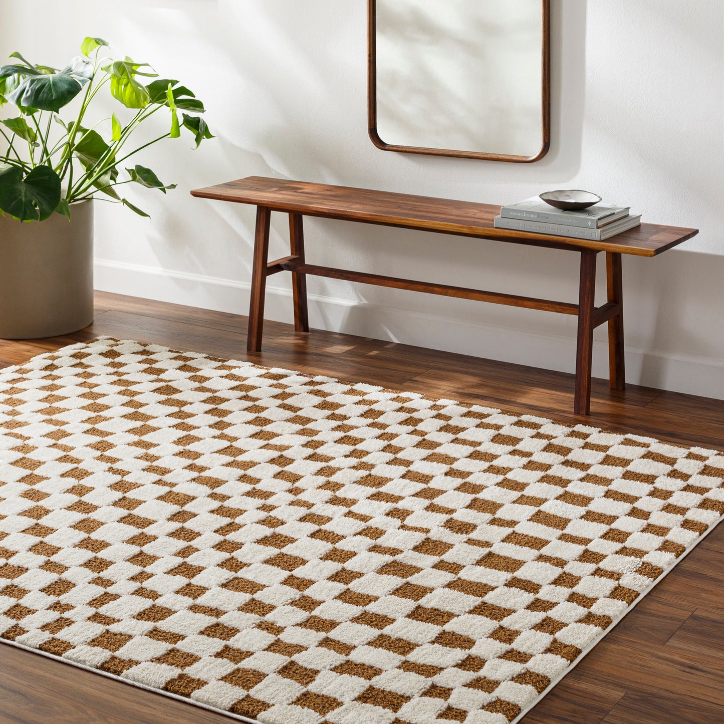 ILEA Tapis Scandinave - Tapis Moderne, Salon, Chambre - Tapis Contemporain, Poils Courts, Doux, Entretien Facile - Ivoire, Terracotta