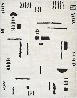 KEYAUNA Tapis Scandinave - Tapis Moderne, Salon, Chambre - Tapis Contemporain, Poils Courts, Doux, Entretien Facile - Ivoire, Noir