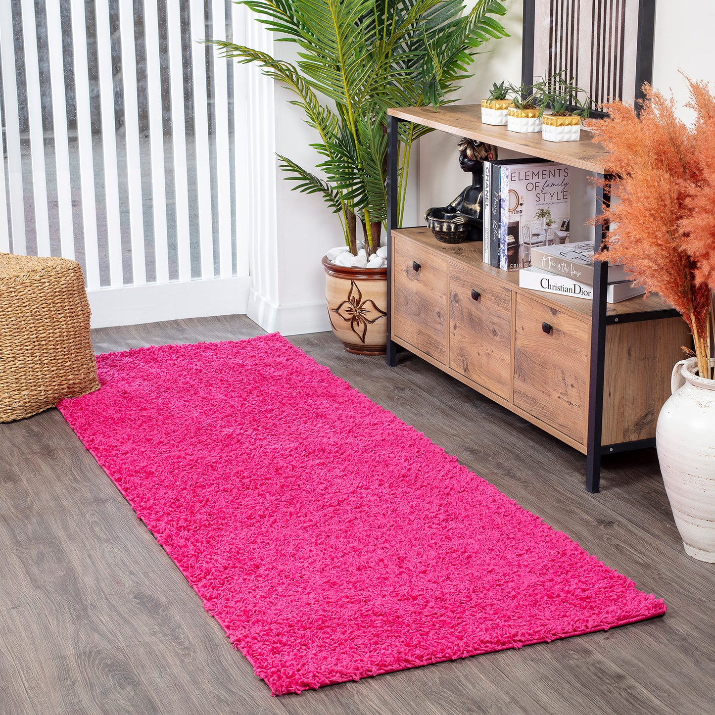 TORRIS Tapis Shaggy - Tapis Moderne, Couloir, Salon, Chambre - Tapis Uni à Poils Longs, Doux, Moelleux, Entretien Facile - Fuschia