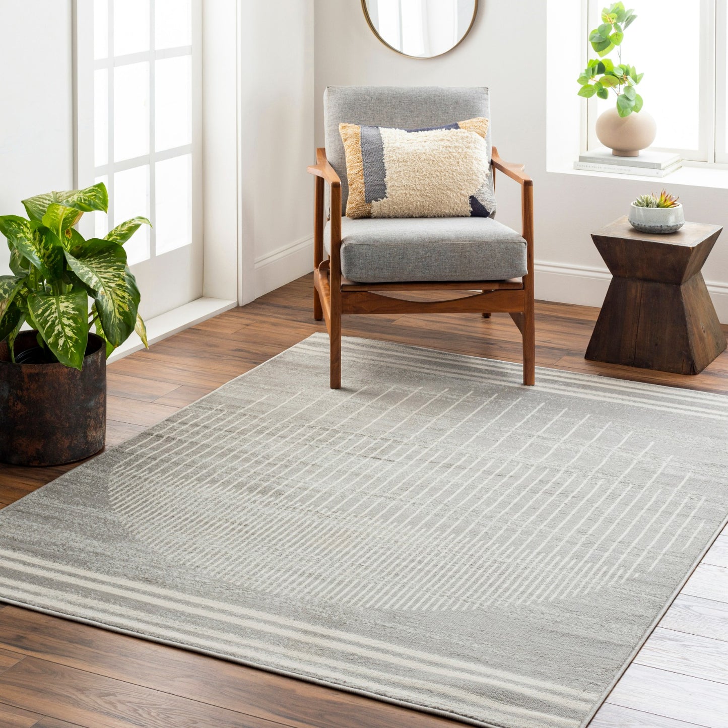 NEERBOSCH Tapis Scandinave - Tapis Moderne, Salon, Chambre - Tapis Contemporain, Poils Courts, Doux, Entretien Facile - Gris, Beige