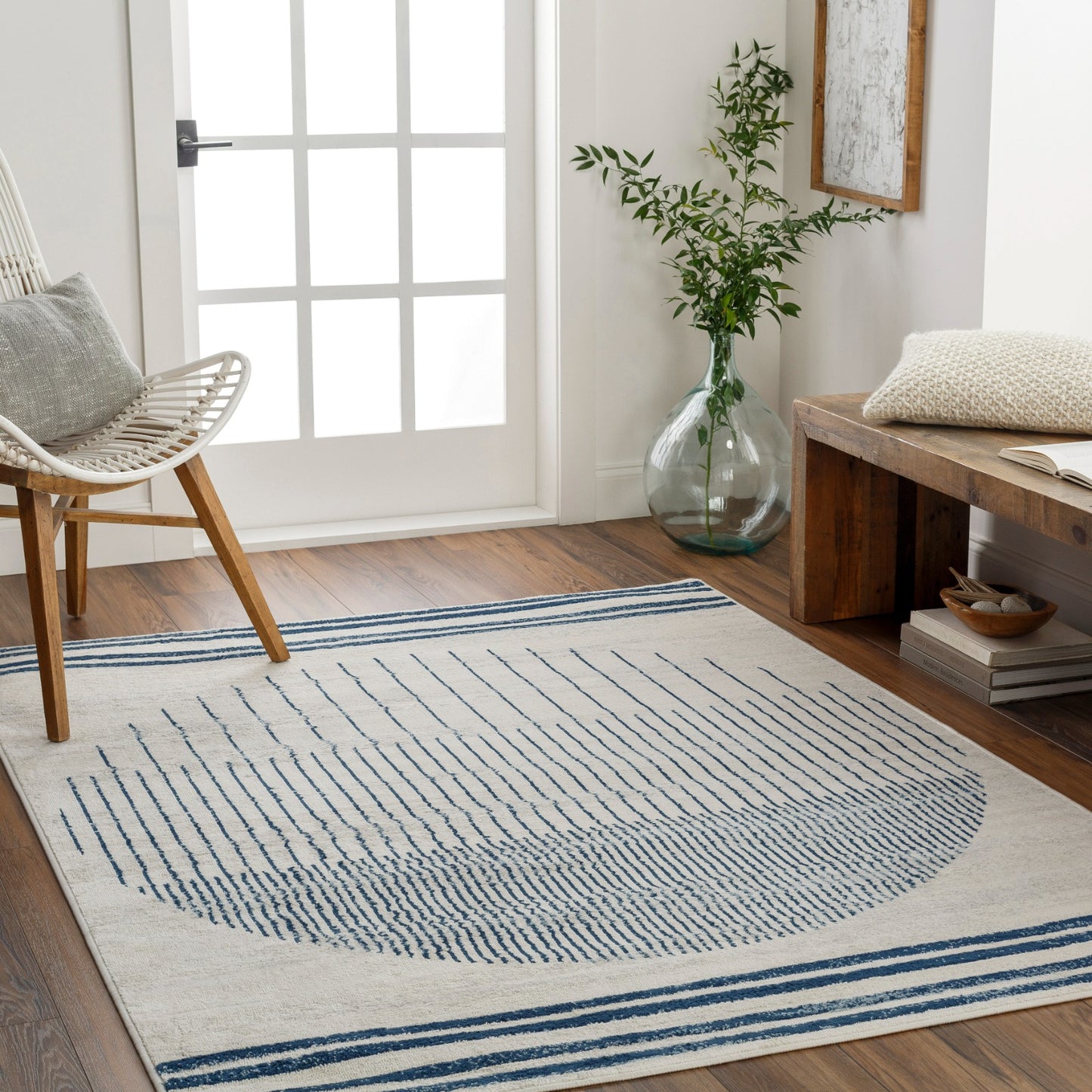 NEERBOSCH Tapis Scandinave - Tapis Moderne, Salon, Chambre - Tapis Contemporain, Poils Courts, Doux, Entretien Facile - Beige, Bleu