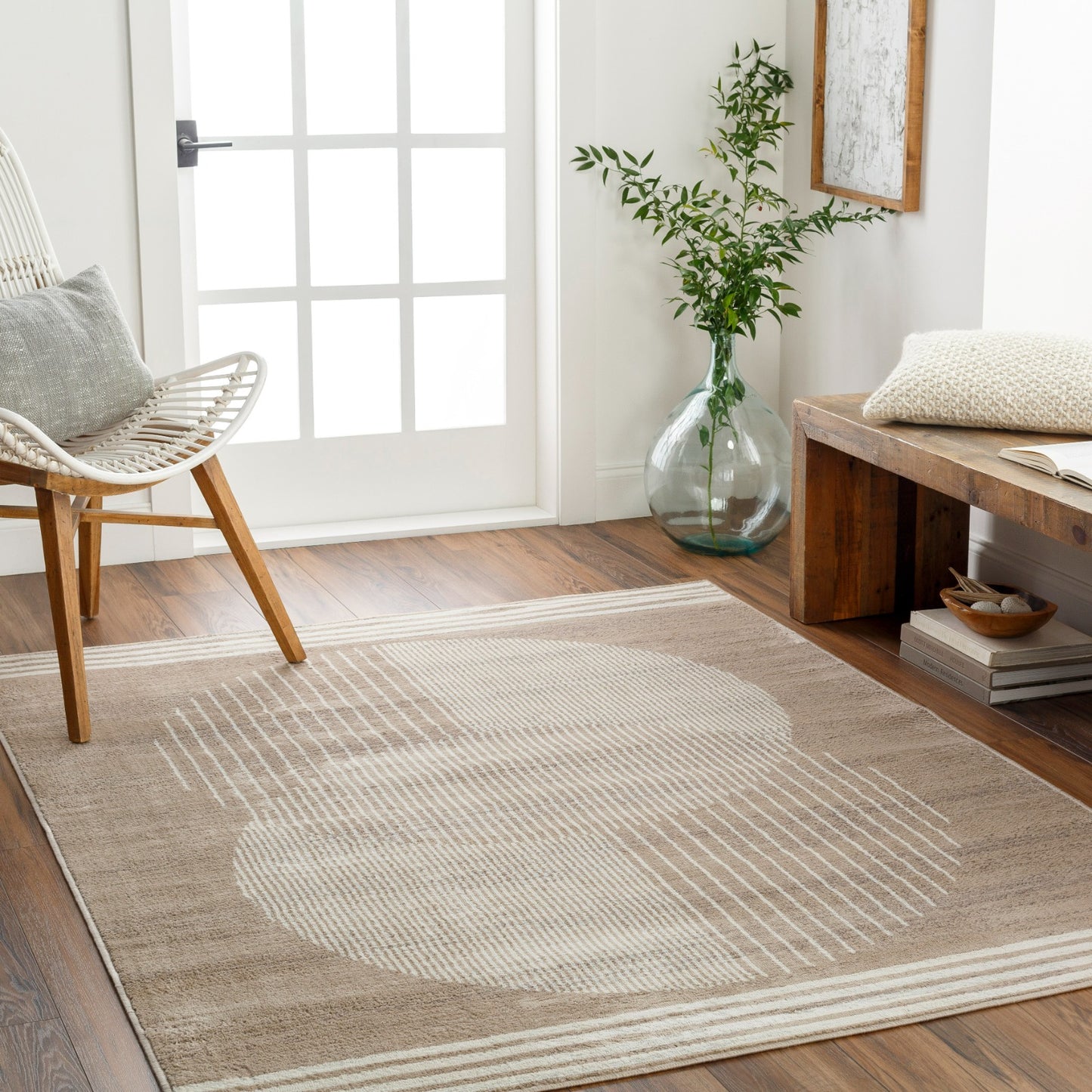 LAKIN Skandinavischer Teppich I Wohnzimmer, Esszimmer, Schlafzimmer I Moderner Weicher Kurzflor Boho Teppich, Plegeleicht I Braun, Beige