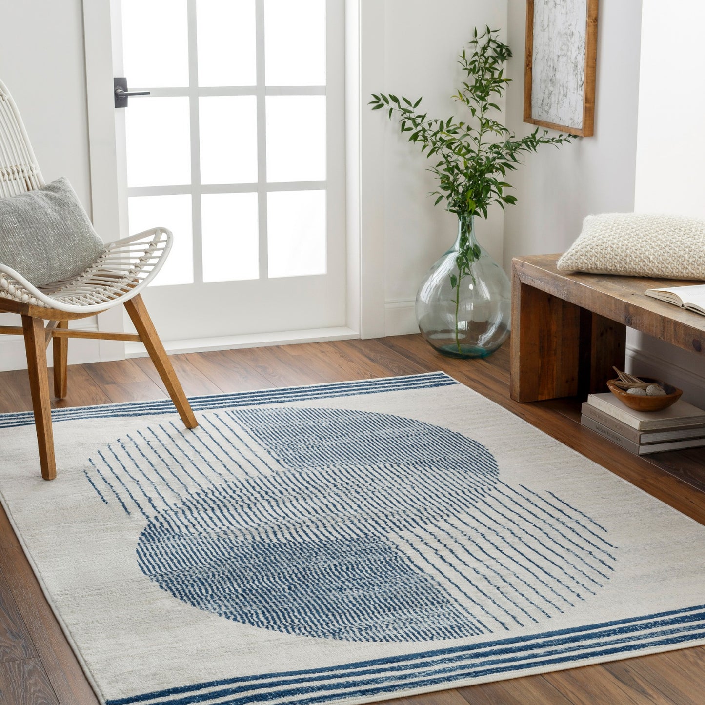 LAKIN Tapis Scandinave - Tapis Moderne, Salon, Chambre - Tapis Contemporain, Poils Courts, Doux, Durable, Entretien Facile - Bleu, Gris