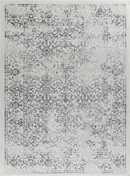 TIVON Tapis Vintage - Tapis Persan, Salon, Chambre - Tapis Traditionnel Oriental, Poils Courts, Doux, Entretien Facile - Gris, Ivoire