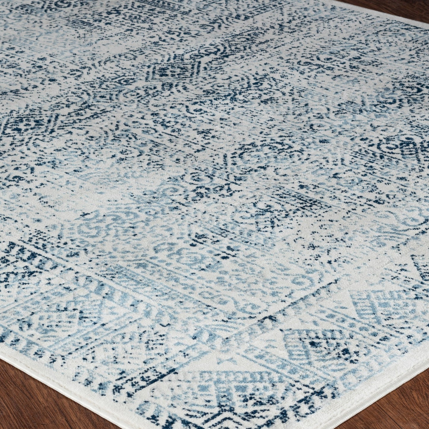 MAKITA Tapis Vintage - Tapis Persan, Salon, Chambre - Tapis Traditionnel Oriental, Poils Courts, Doux, Entretien Facile - Bleu, Blanc