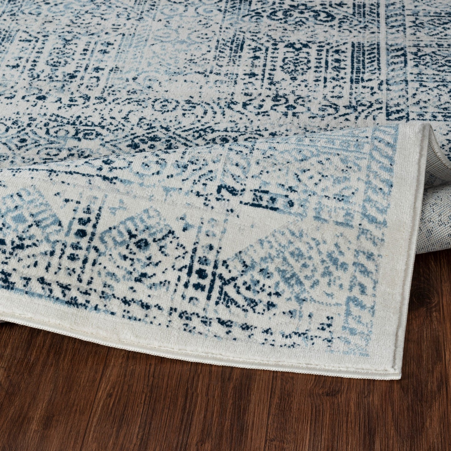 MAKITA Tapis Vintage - Tapis Persan, Salon, Chambre - Tapis Traditionnel Oriental, Poils Courts, Doux, Entretien Facile - Bleu, Blanc