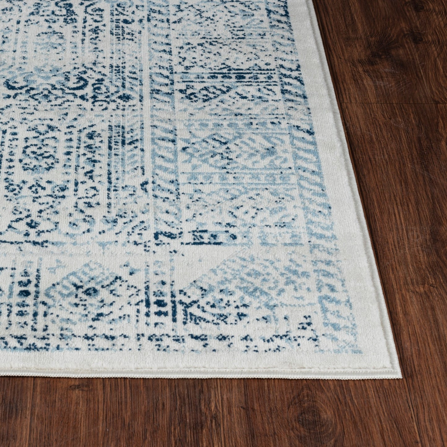 MAKITA Tapis Vintage - Tapis Persan, Salon, Chambre - Tapis Traditionnel Oriental, Poils Courts, Doux, Entretien Facile - Bleu, Blanc