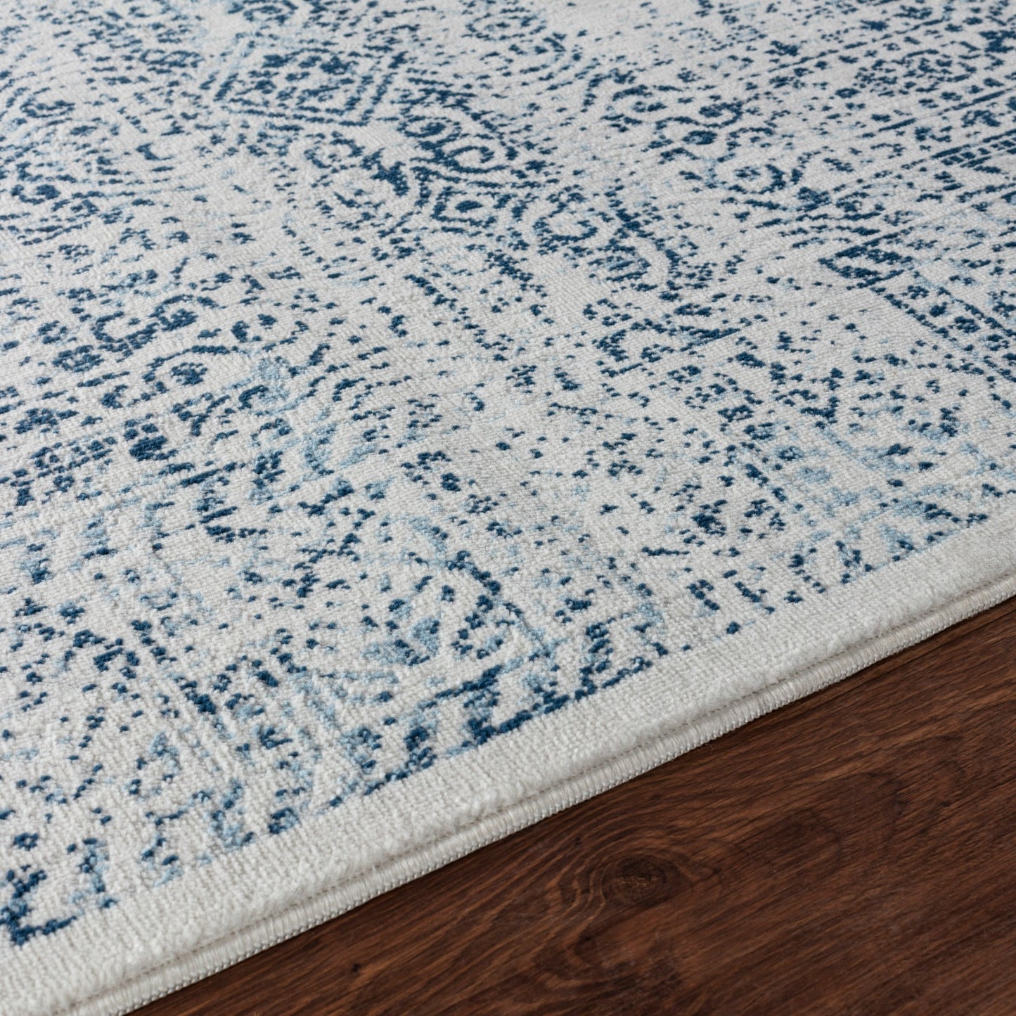 MAKITA Tapis Vintage - Tapis Persan, Salon, Chambre - Tapis Traditionnel Oriental, Poils Courts, Doux, Entretien Facile - Bleu, Blanc