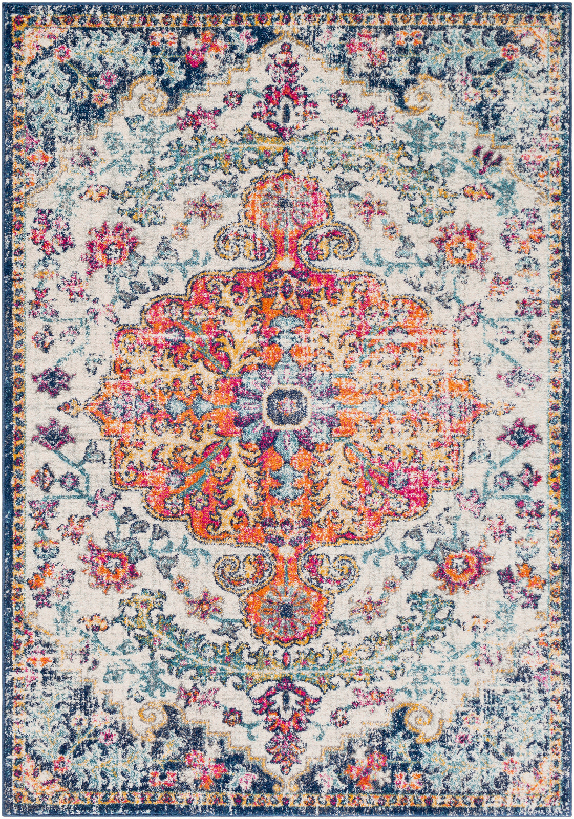 OLIVIA Tapis Vintage - Tapis Persan, Salon, Chambre - Tapis Traditionnel Oriental, Poils Courts, Doux, Durable - Multicolore, Orange