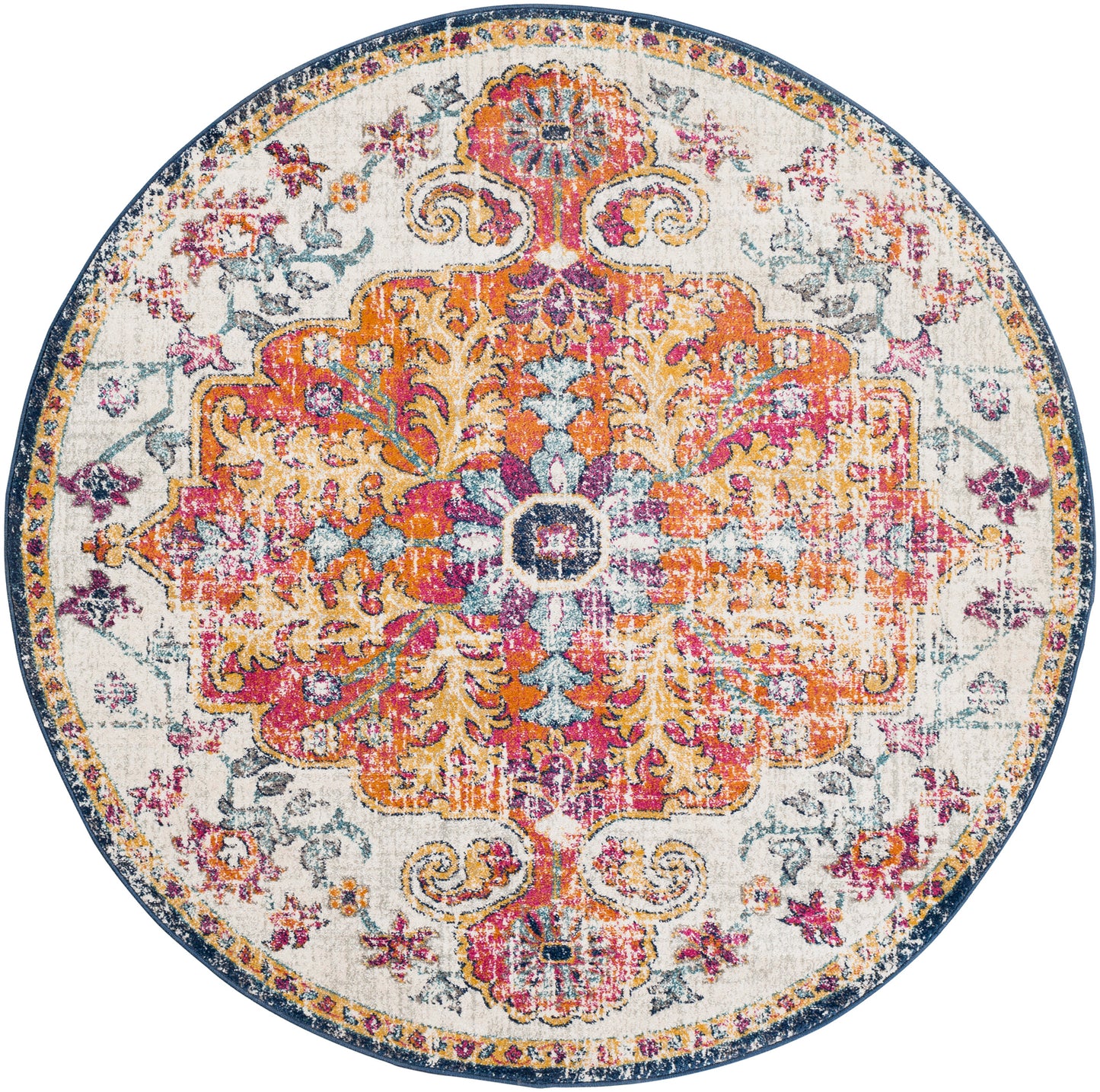 OLIVIA Tapis Vintage - Tapis Persan, Salon, Chambre - Tapis Traditionnel Oriental, Poils Courts, Doux, Durable - Multicolore, Orange