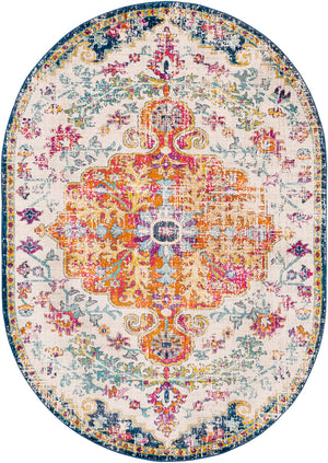 OLIVIA Tapis Vintage - Tapis Persan, Salon, Chambre - Tapis Traditionnel Oriental, Poils Courts, Doux, Durable - Multicolore, Orange