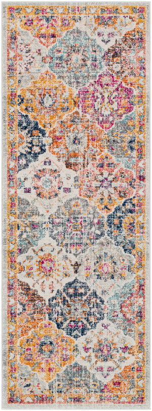 EMILLY Vintage Teppich I Läufer, Flur, Wohnzimmer, Esszimmer I Orientalischer Traditioneller Boho Kurzflor Teppich I Mehrfarbig, Orange