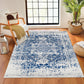 AMELIA Tapis Vintage - Tapis Persan, Couloir, Salon, Chambre - Tapis Traditionnel Oriental, Poils Courts, Doux, Durable - Bleu, Beige